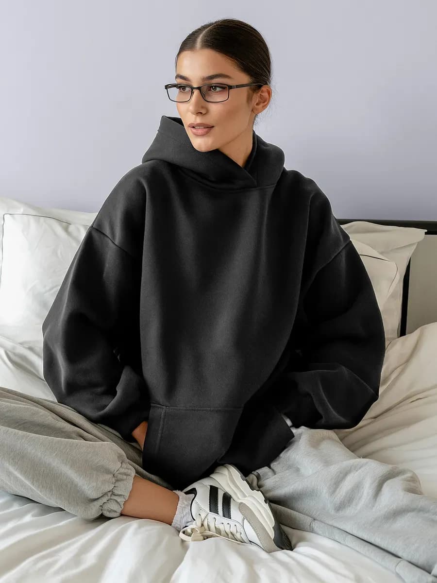 Худи оверсайз с начёсом тёплое повседневное с капюшоном - фото 1