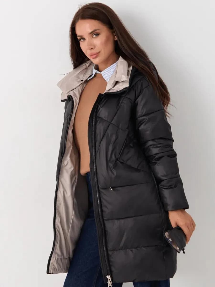 Пуховик зимний длинный с капюшоном