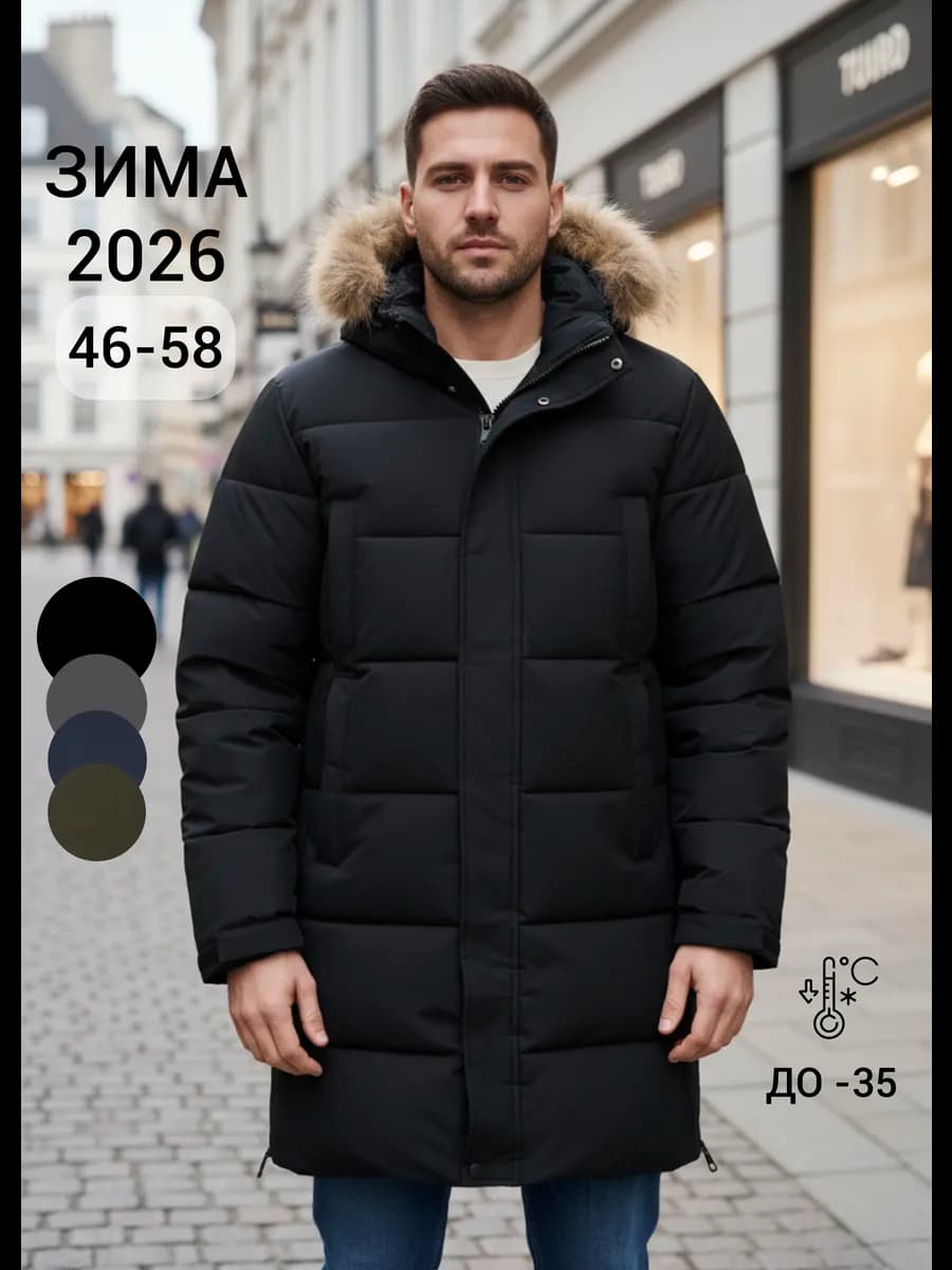 Куртка зимняя удлиненная с капюшоном