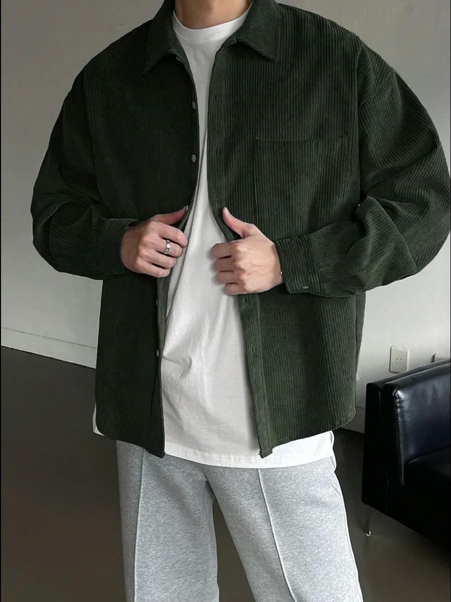 Рубашка вельветовая оверсайз с длинным рукавом