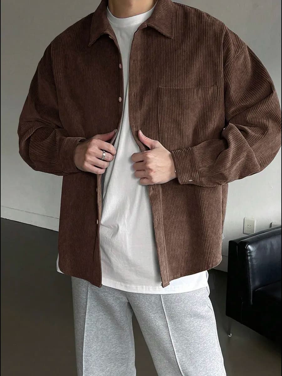 Рубашка вельветовая оверсайз с длинным рукавом