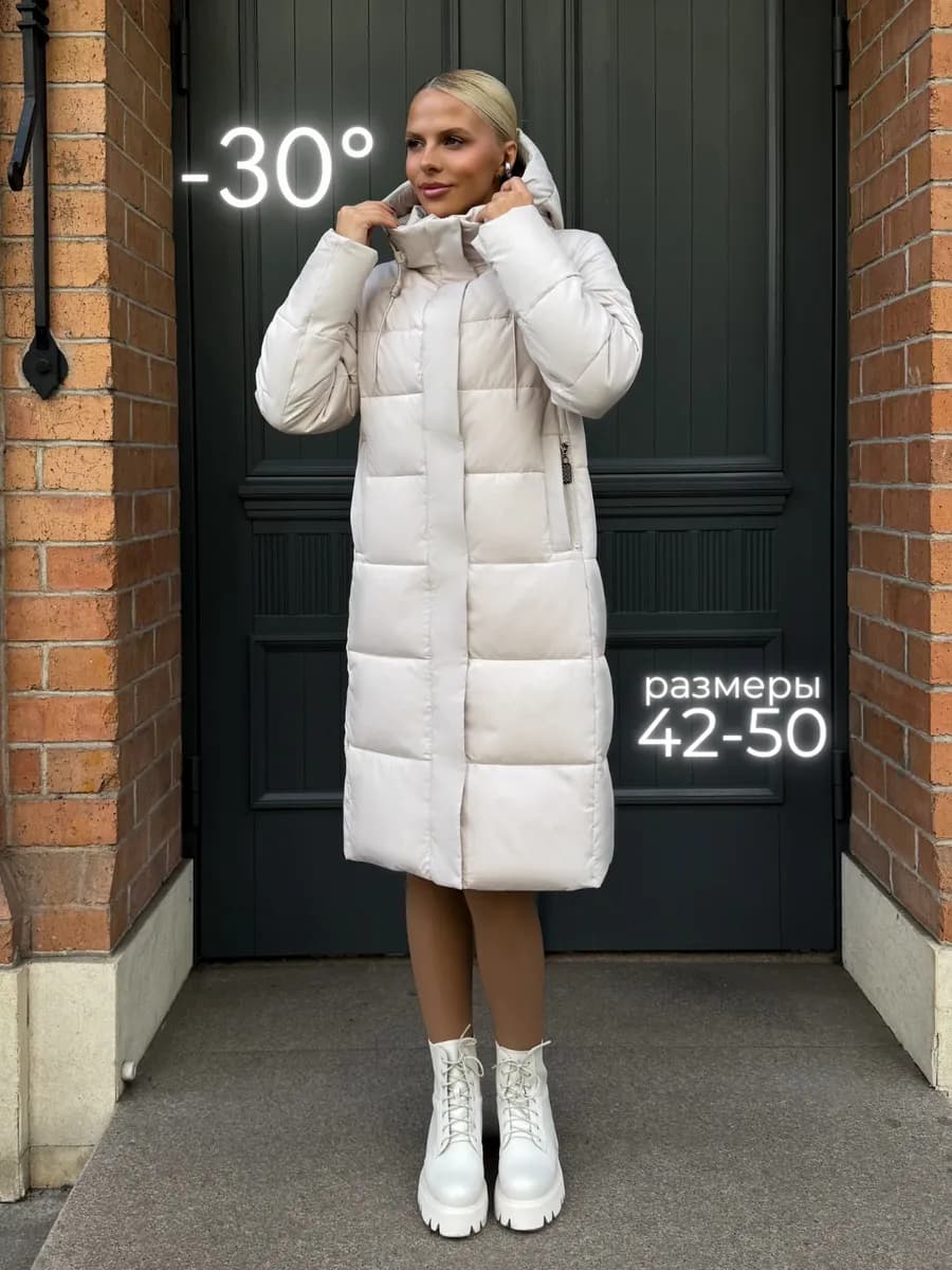 Зимняя куртка удлиненная с капюшоном - фото 1