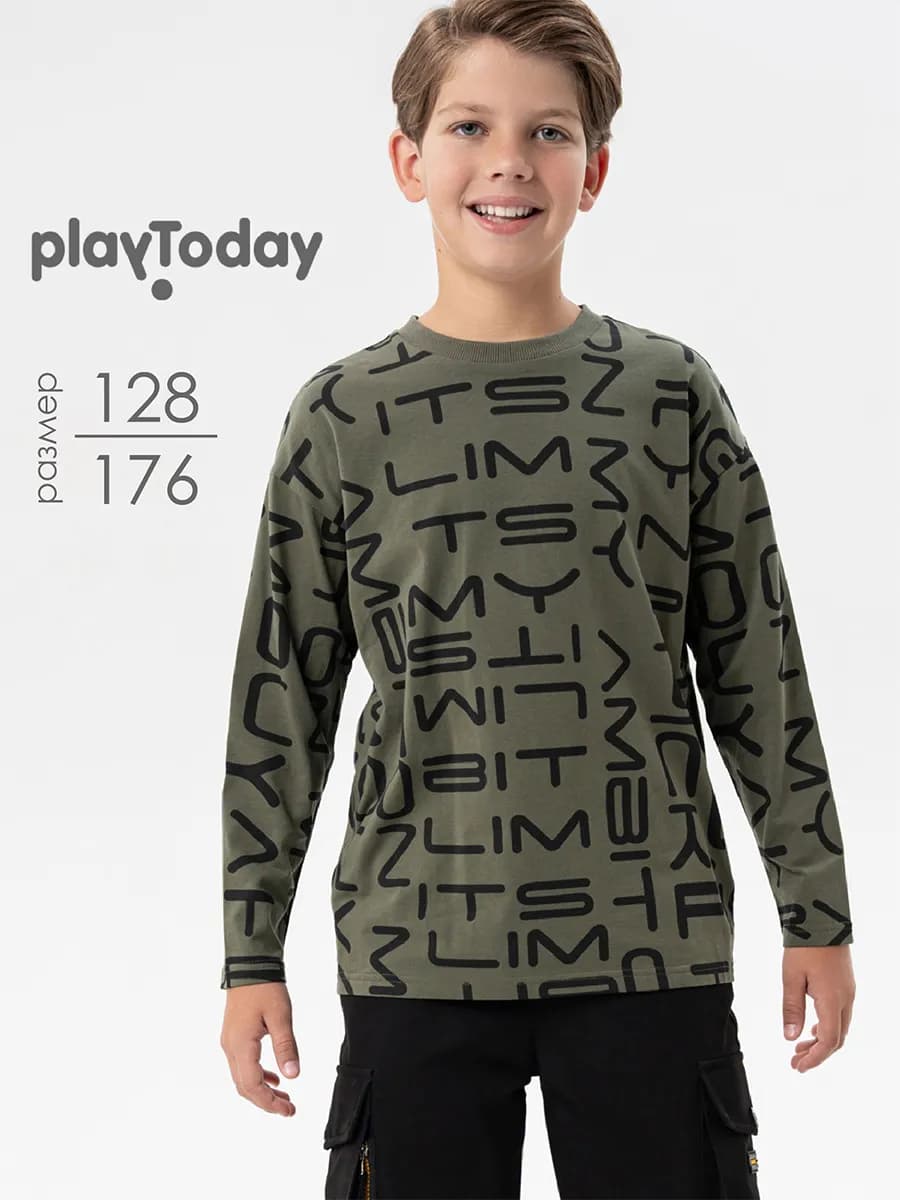 Лонгслив хлопковый трикотажный с принтом для подростка