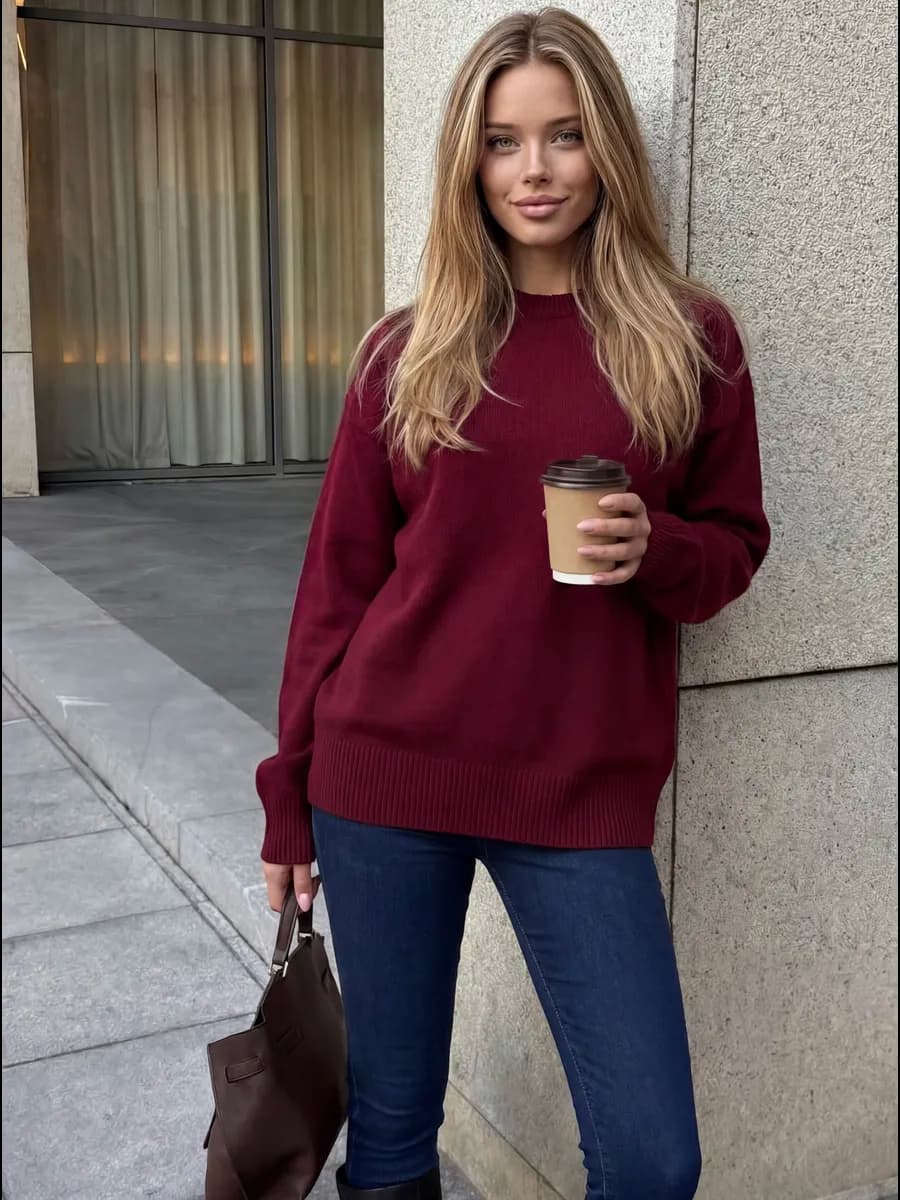 Джемпер оверсайз тонкий вязаный