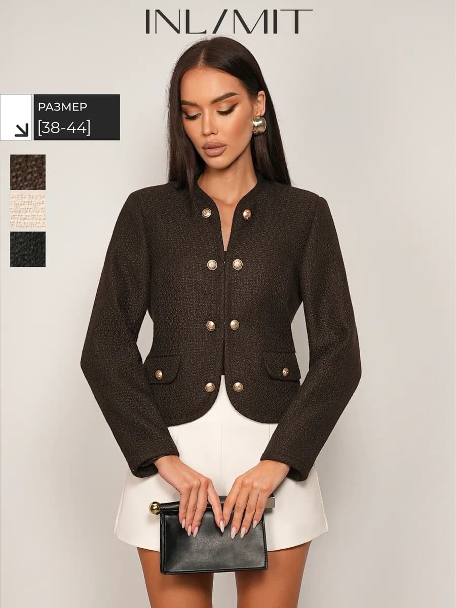 Жакет твидовый укороченный пиджак праздничный