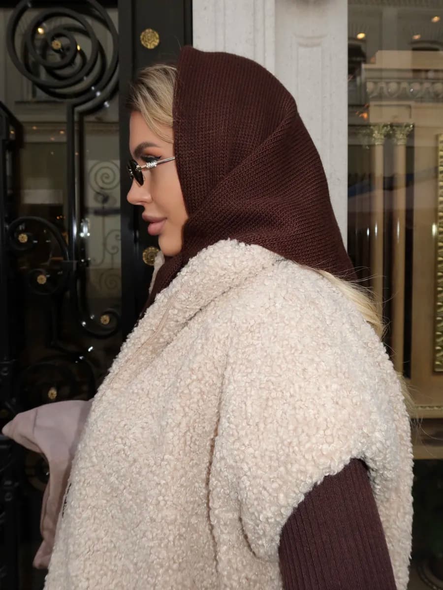 Платок косынка теплый на шею вязаный