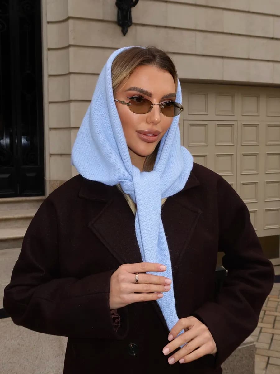 Платок косынка теплый вязаный