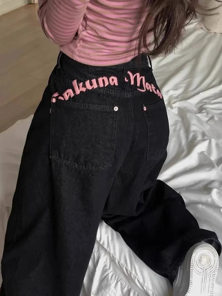 Джинсы багги широкие