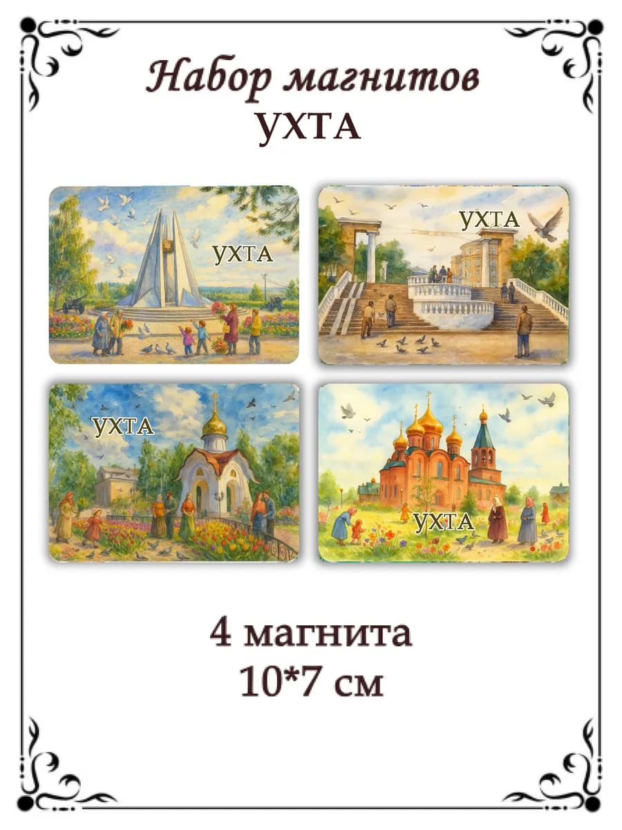 Набор магнитов на холодильник Ухта