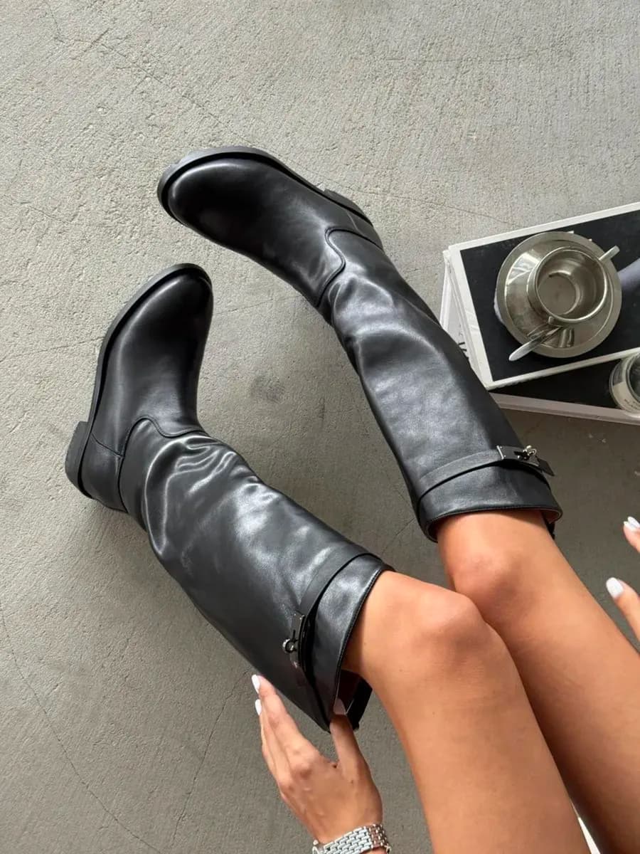 Сапоги женские зимние высокие без каблука