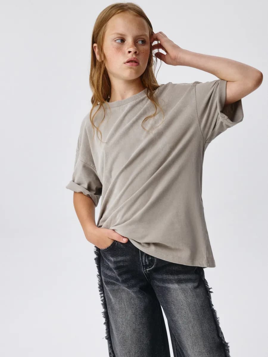 Трикотажная футболка детская базовая оверсайз унисекс