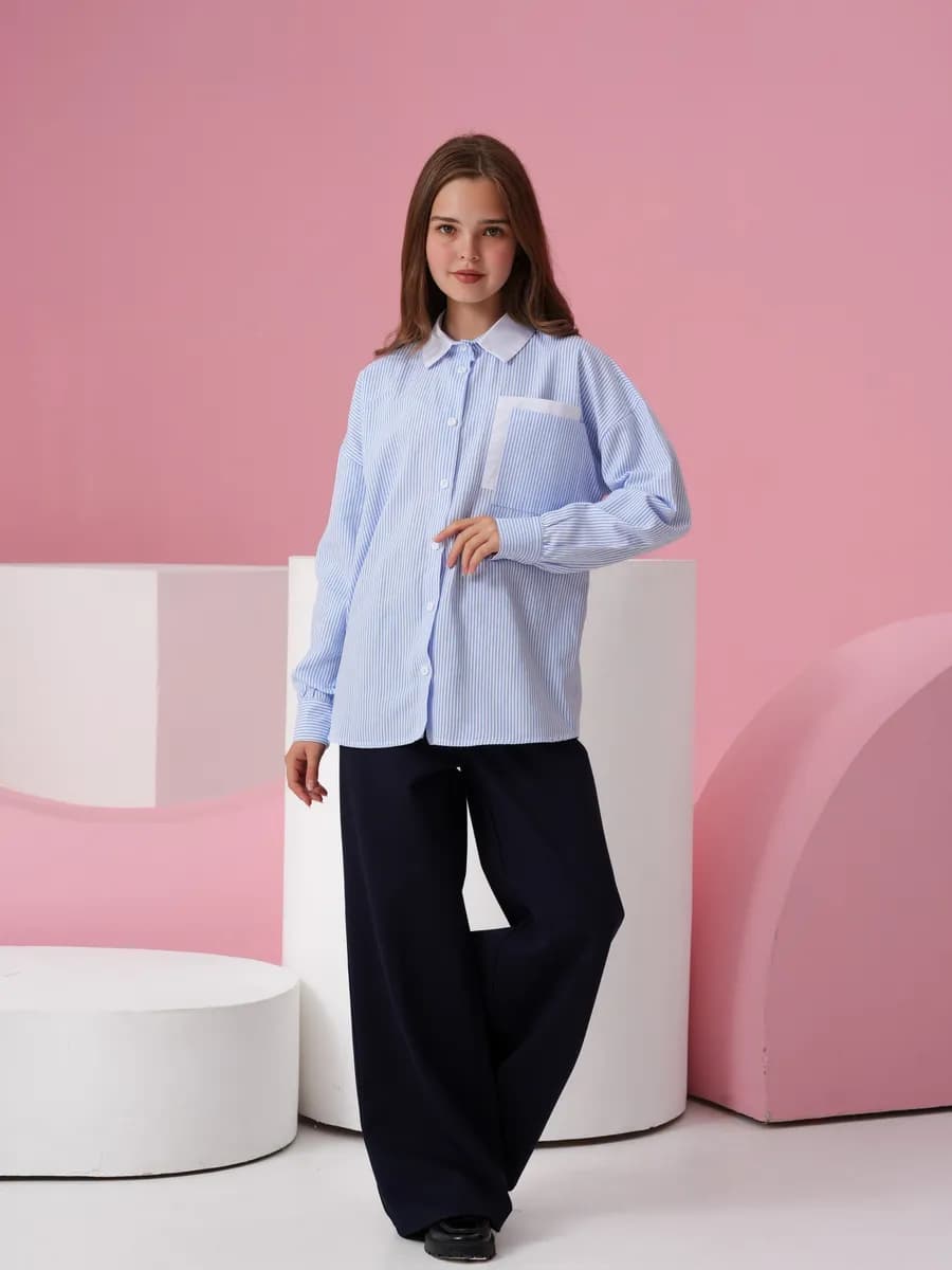 Рубашка школьная оверсайз удлиненная