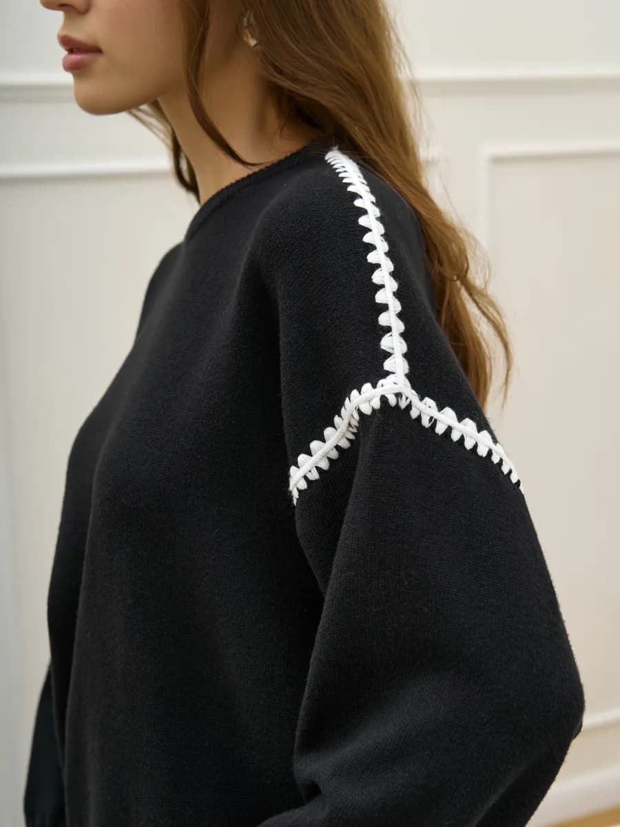 Джемпер оверсайз со швами свитер олд мани