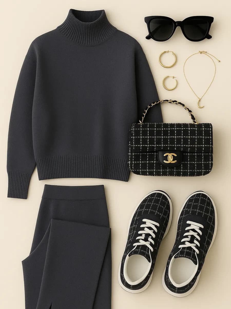 Трикотажный брючный костюм теплый вязаный осень зима