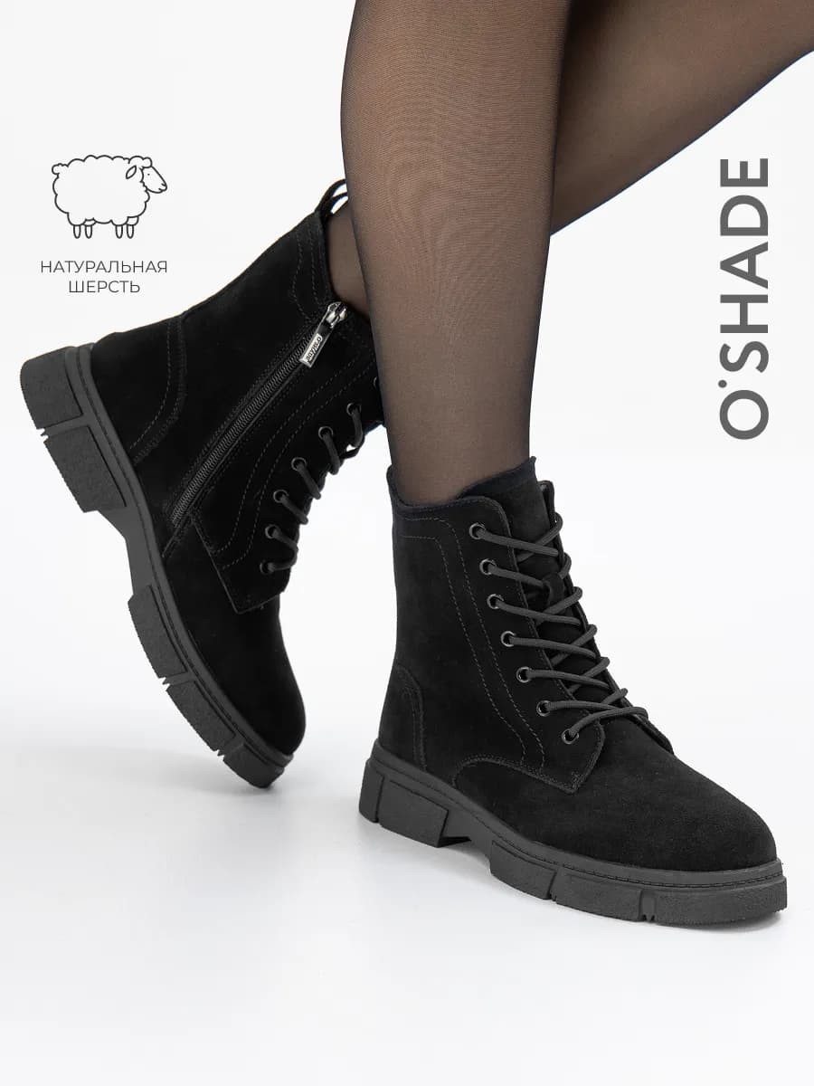 Зимние ботинки женские замшевые