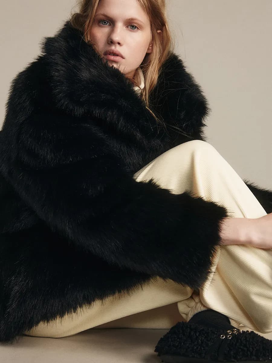 Шуба короткая с длинным ворсом - фото 1