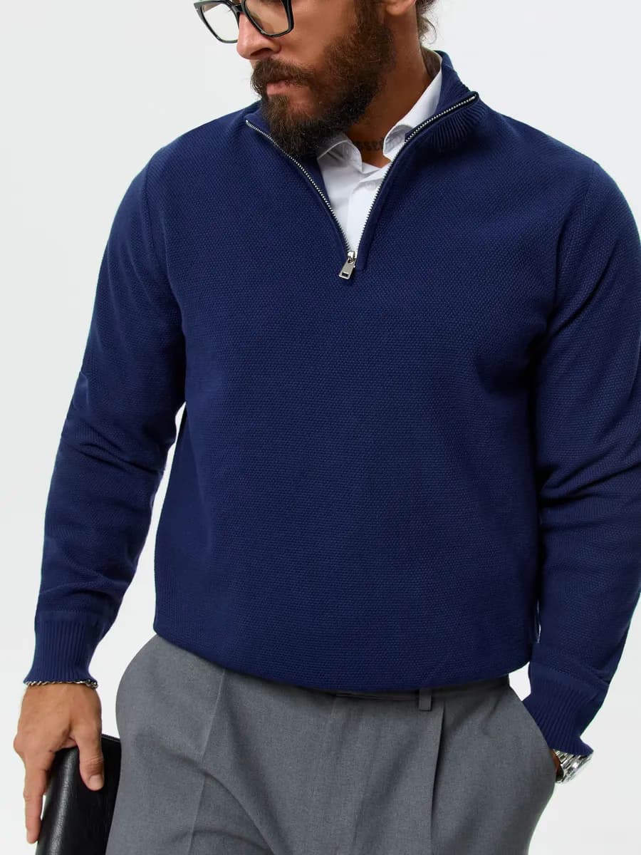 Джемпер на молнии с воротником вязаный повседневный