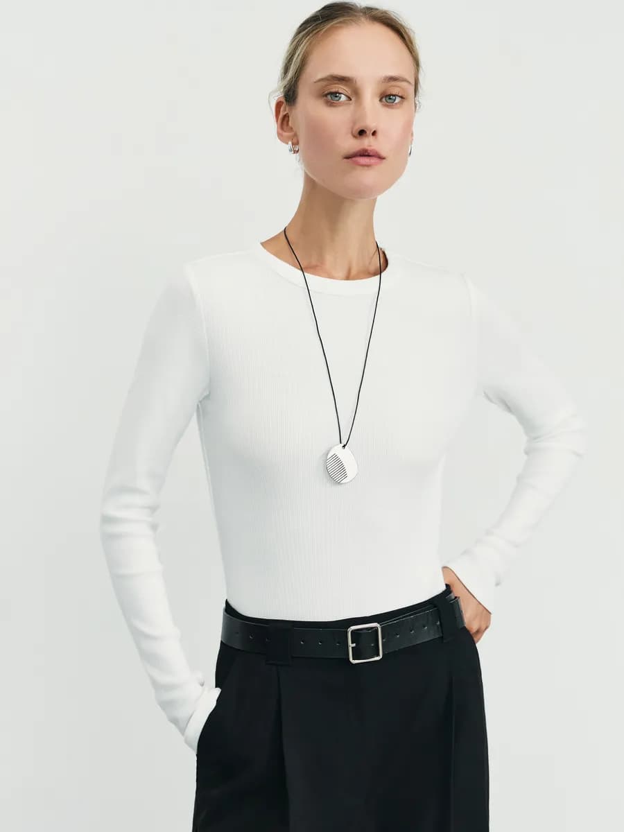 Блузка боди базовое повседневное в рубчик из хлопка