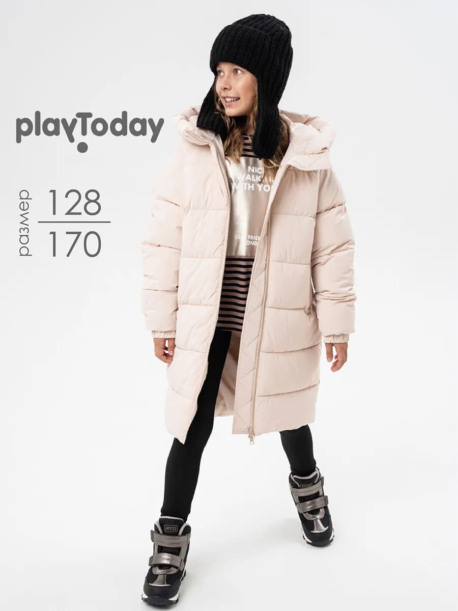 Пальто зимнее стеганое пуховик с капюшоном для подростка