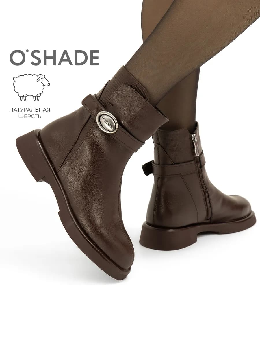 O'SHADE Ботинки женские зимние коричневые натуральная кожа - фото 1