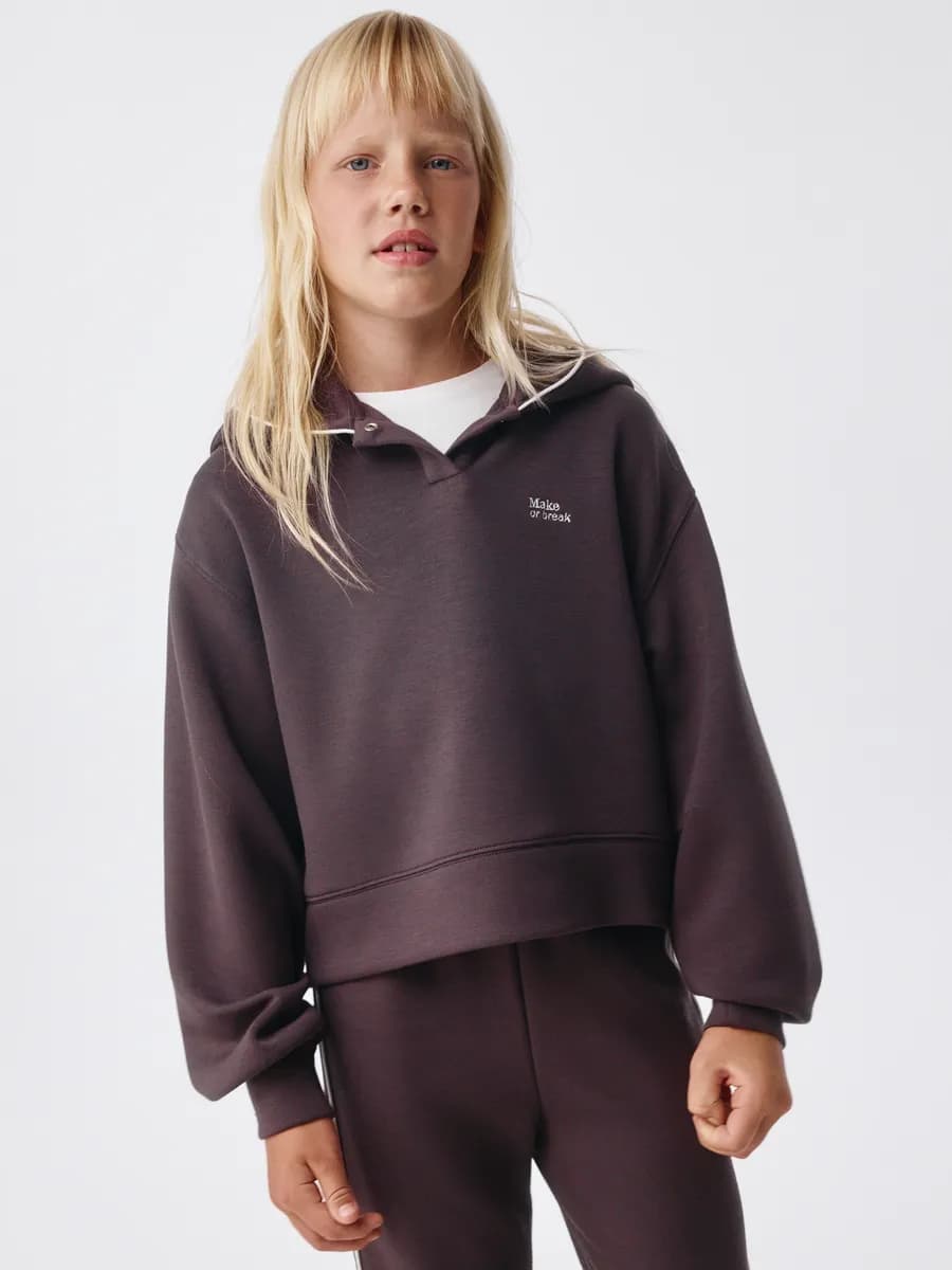 Толстовка худи укороченная с капюшоном