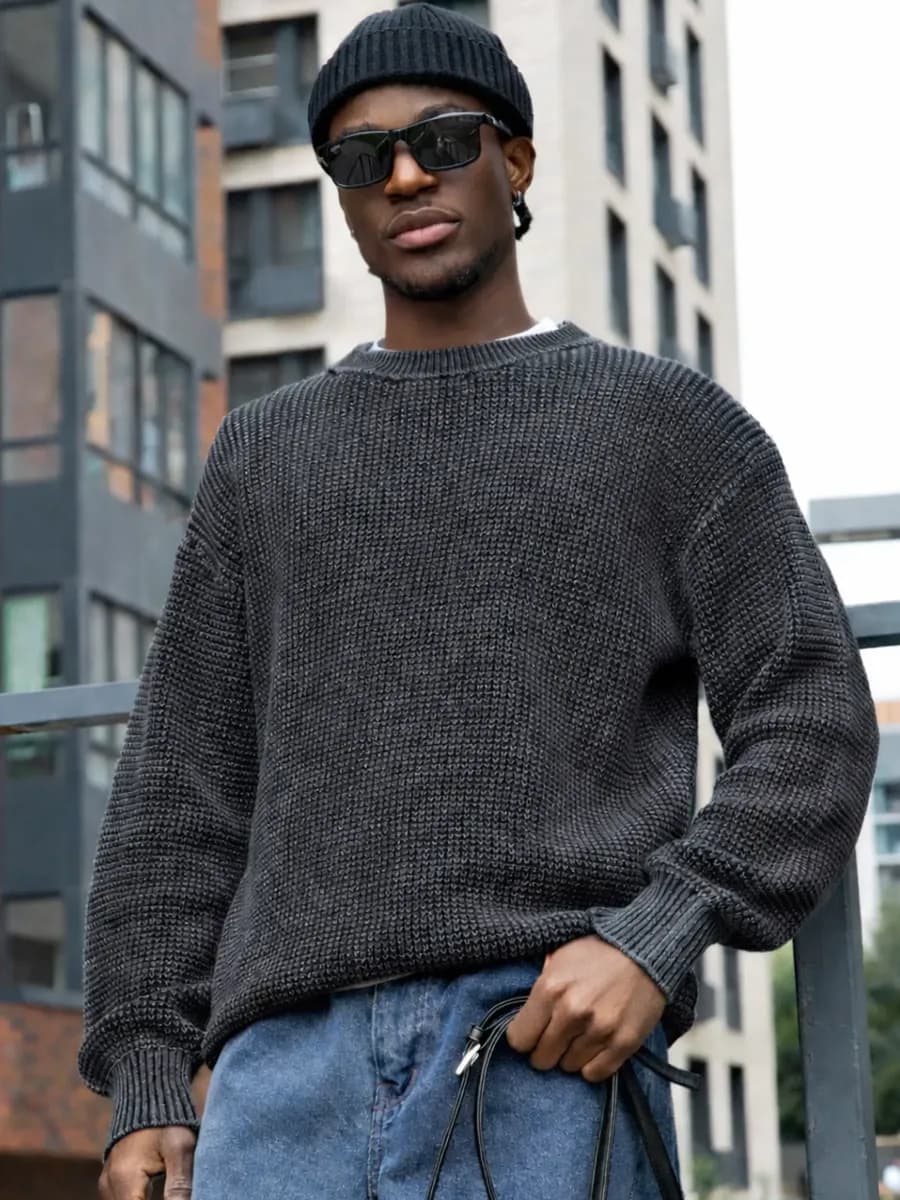 Свитер оверсайз теплый вязаный