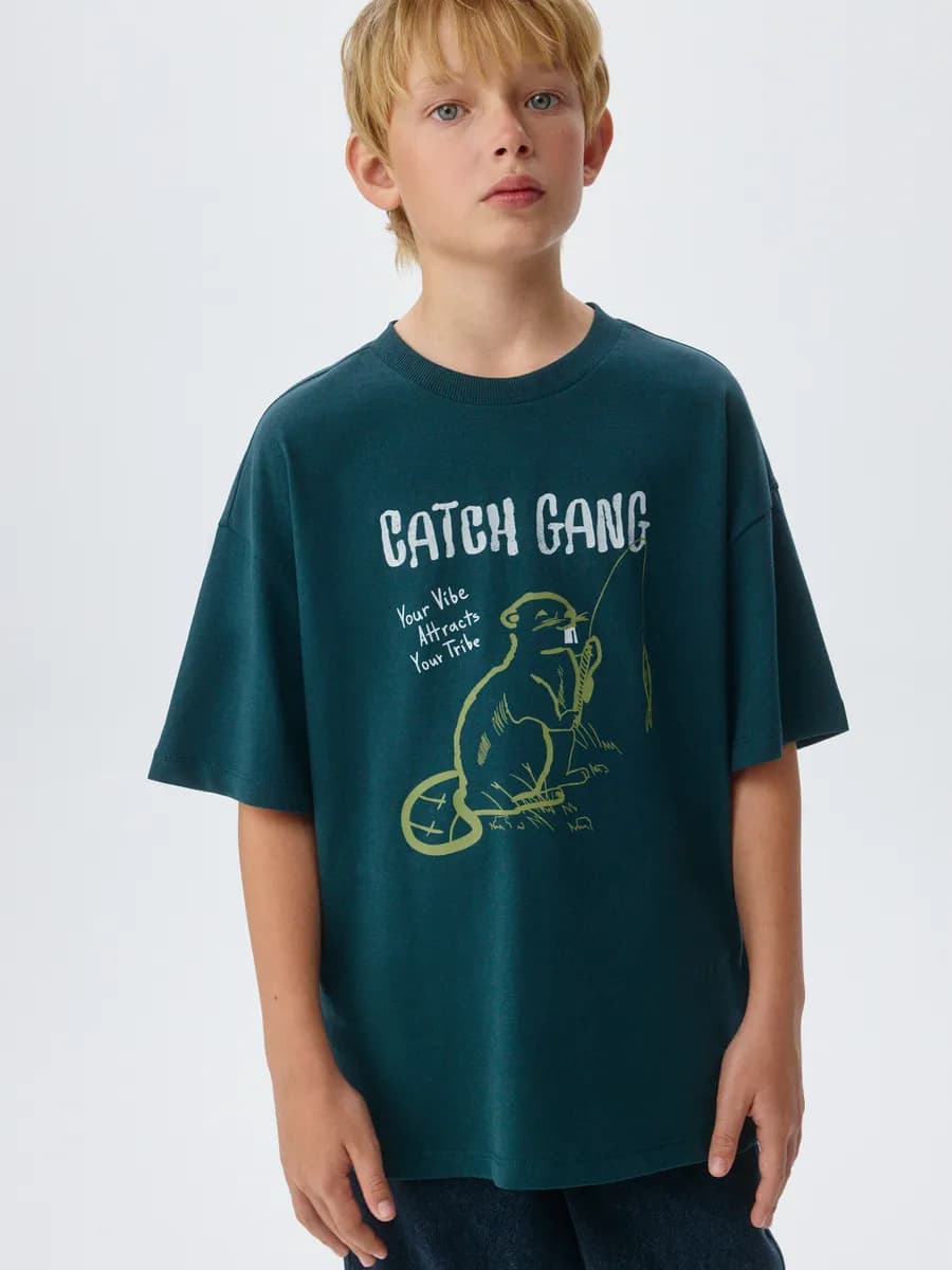 Футболка оверсайз из хлопка с принтом