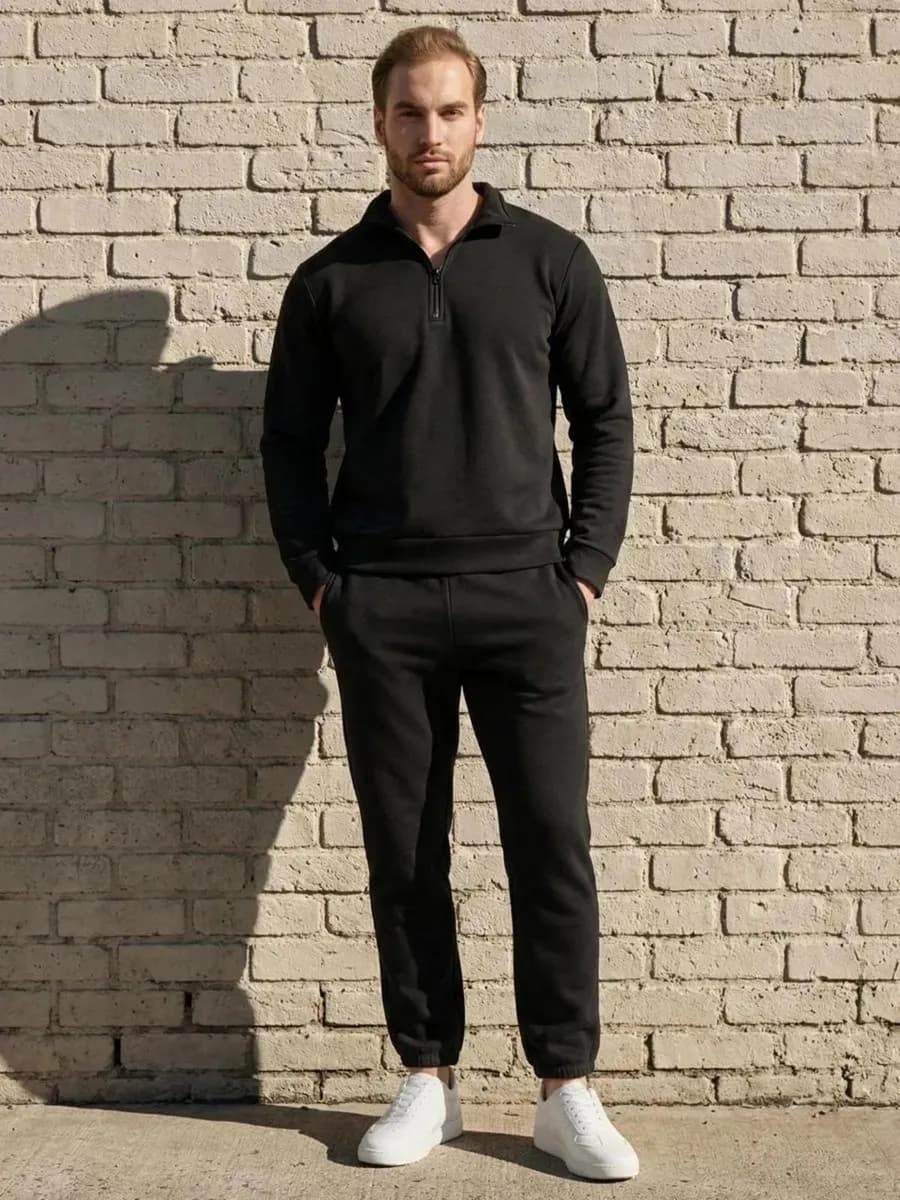 Костюм спортивный утепленный оверсайз брюки и худи с молнией