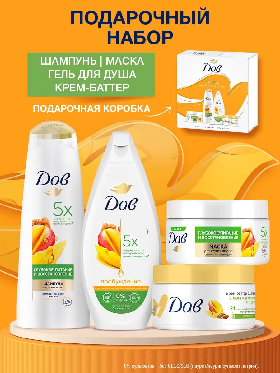 Подарочный набор для женщин уходовый для тела и волос 4 шт