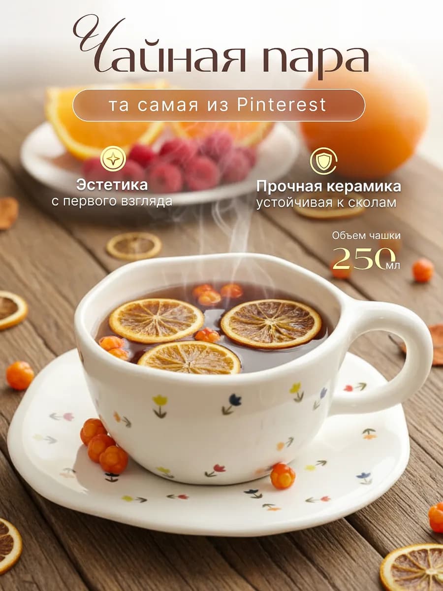 Чайная пара набор чашка и блюдце