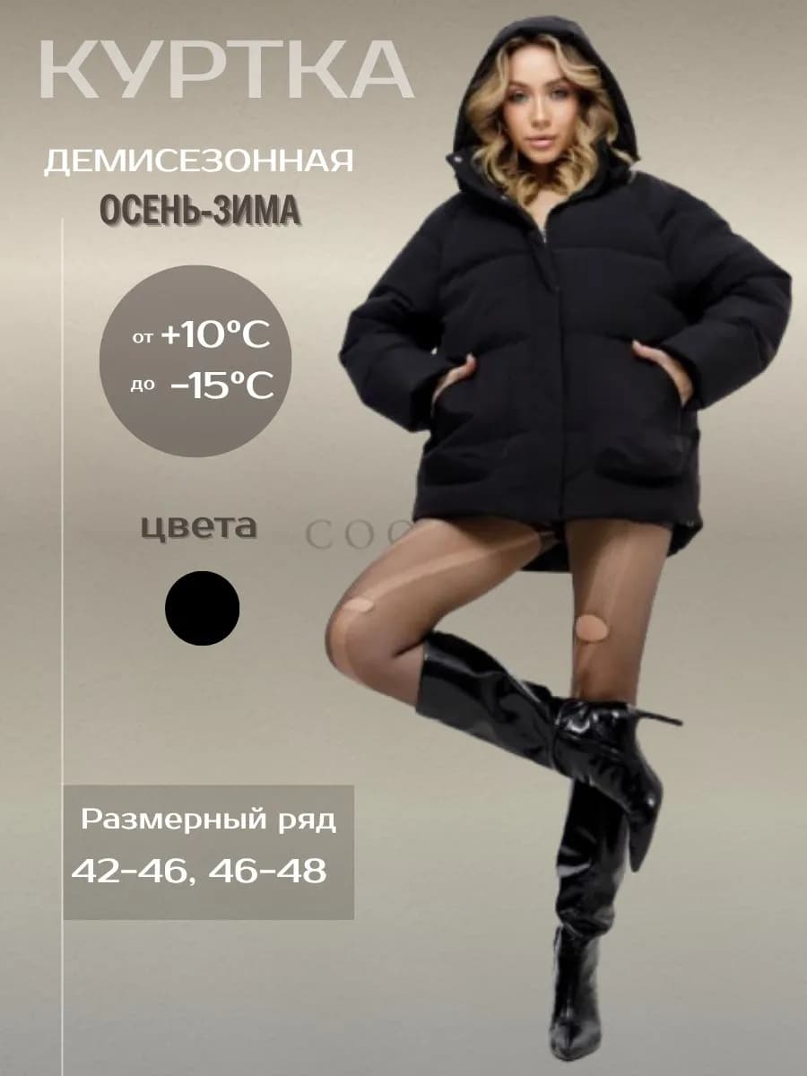 Куртка демисезонная зимняя черная Y2K оверсайз с капюшоном