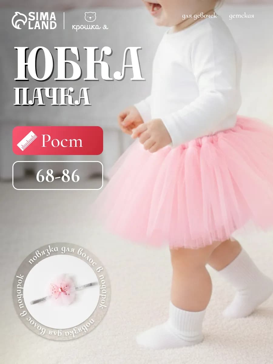 Юбка пачка пышная фатиновая с повязкой для новорожденных