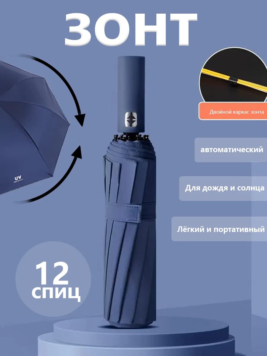 Зонт складной автомат антиветер усиленный легкий