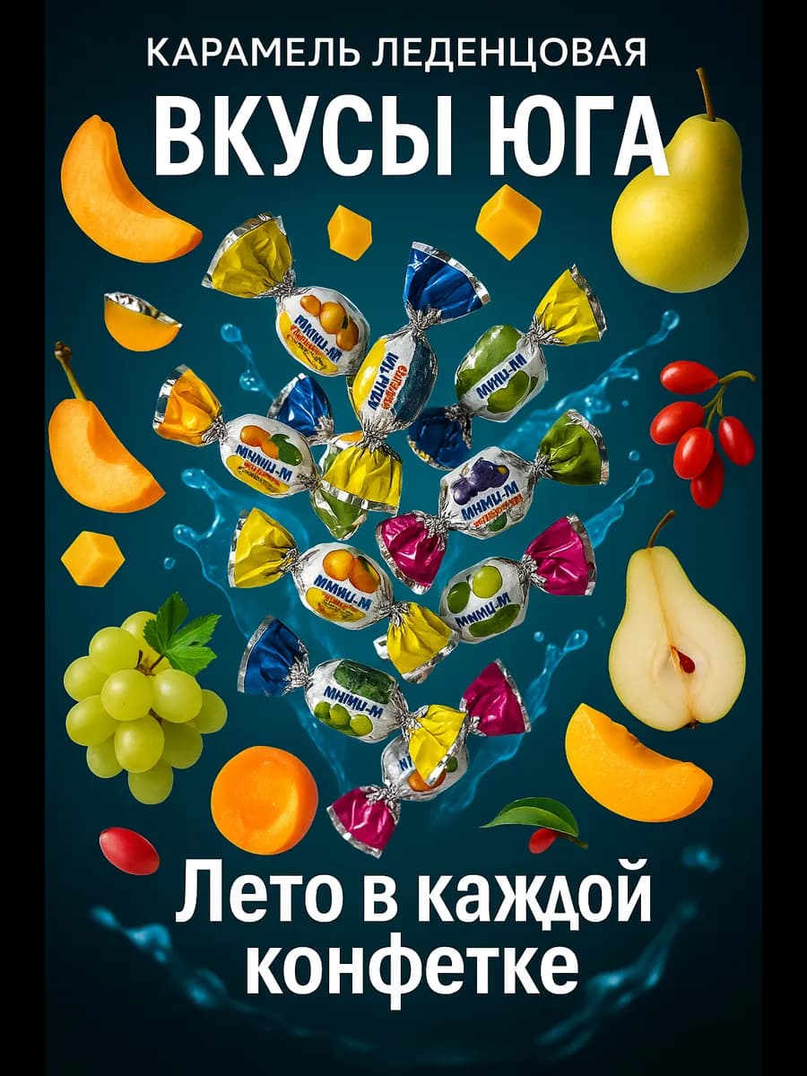 Леденцы мини фруктовые Вкусы Юга карамель 300 грамм