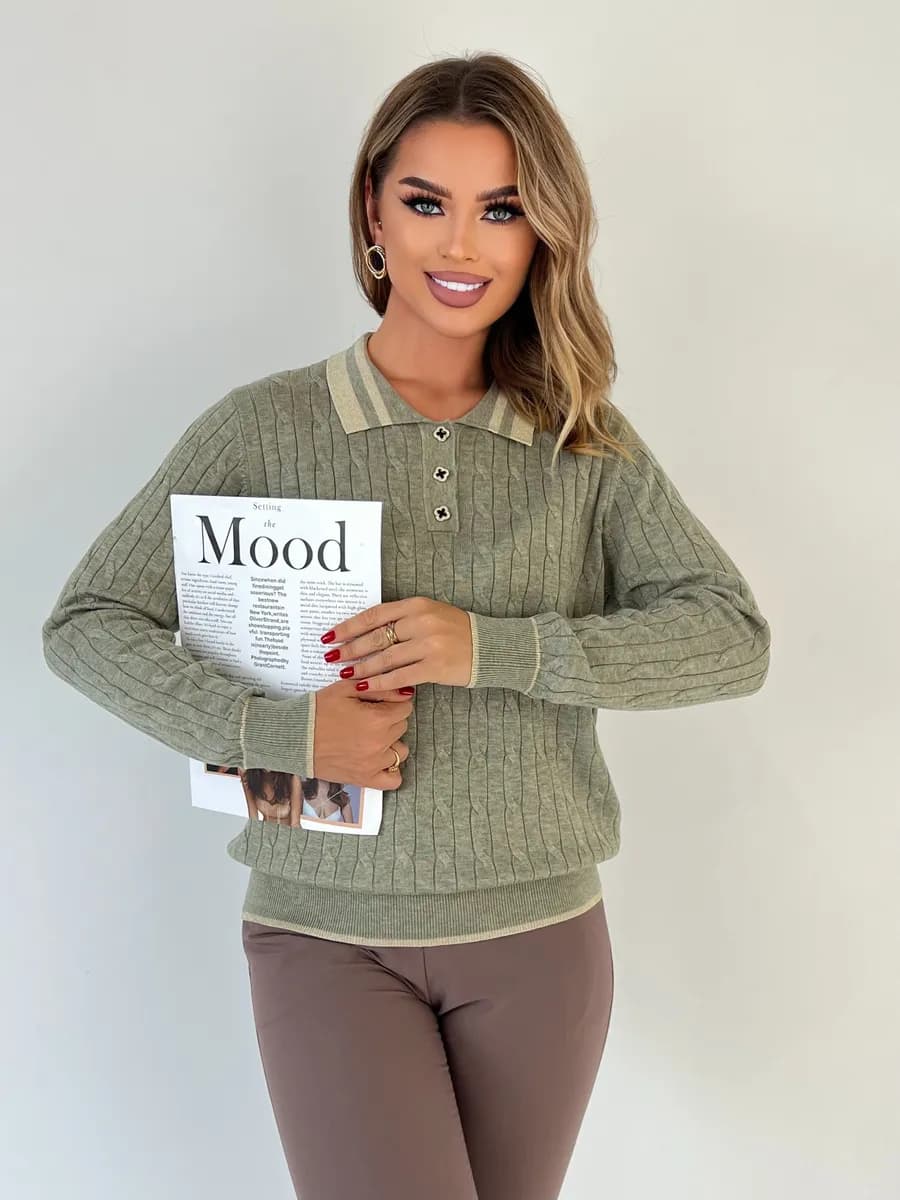 Джемпер-поло с длинным рукавом