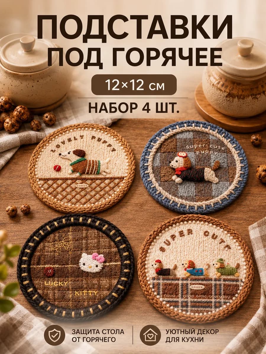 Подставки под горячее набор 4 штуки