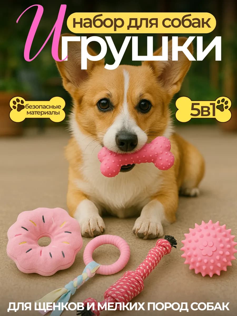 Игрушки для собак мелких и средних пород и щенков