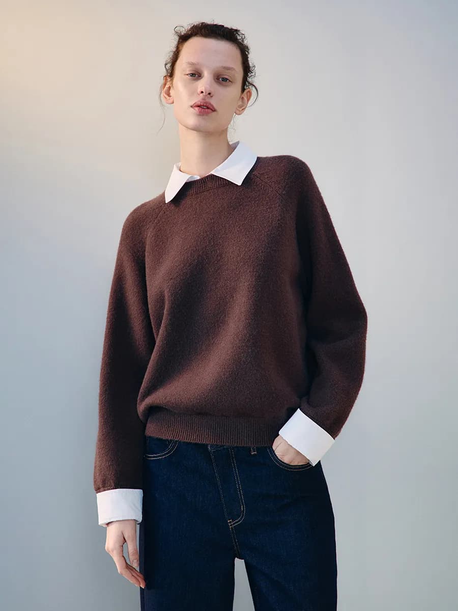 Джемпер вязаный с имитацией рубашки - фото 1