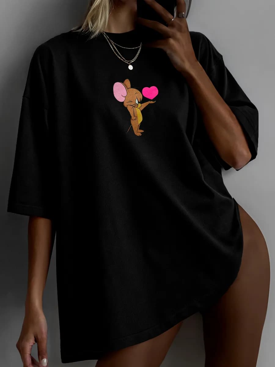 Футболка оверсайз хлопок светящийся принт повседневная