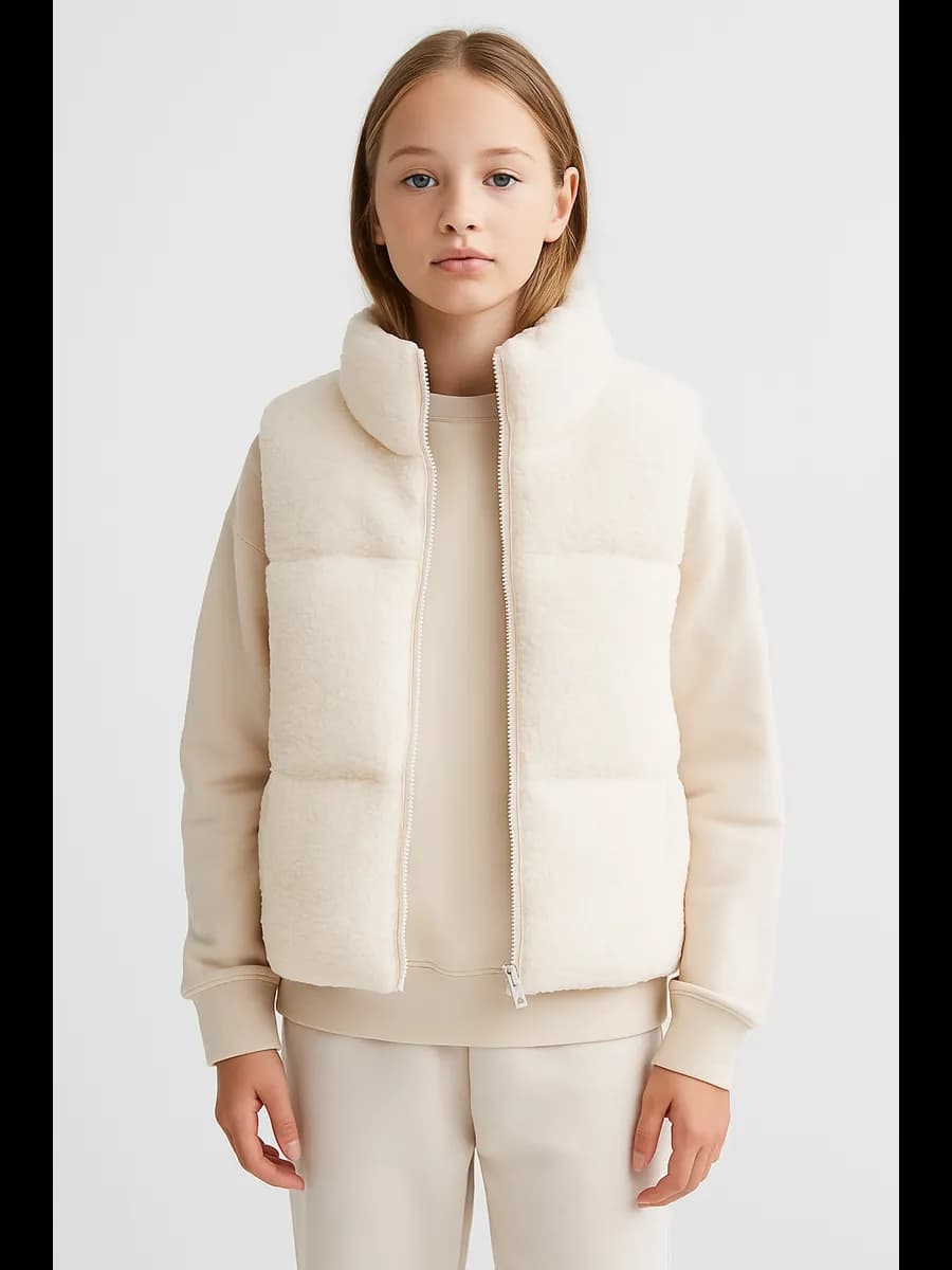 Жилетка детская для девочки утепленная без капюшона тедди