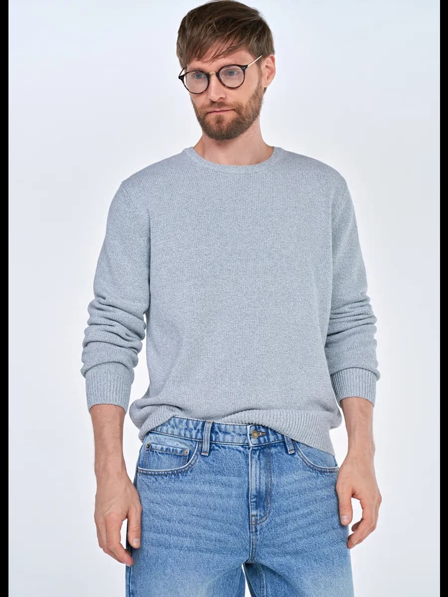 Джемпер вязаный серый