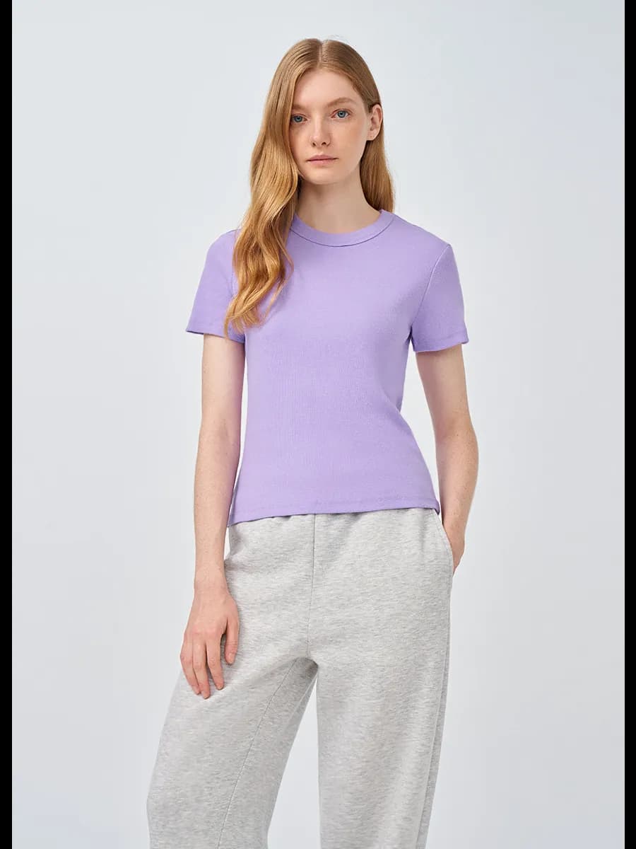 Футболка сиреневая рибовая