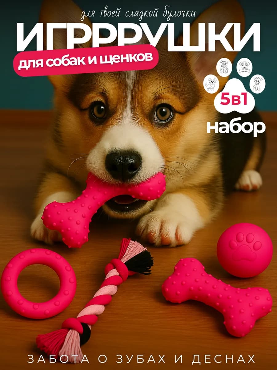 Игрушки для собак мелких и средних пород и щенков