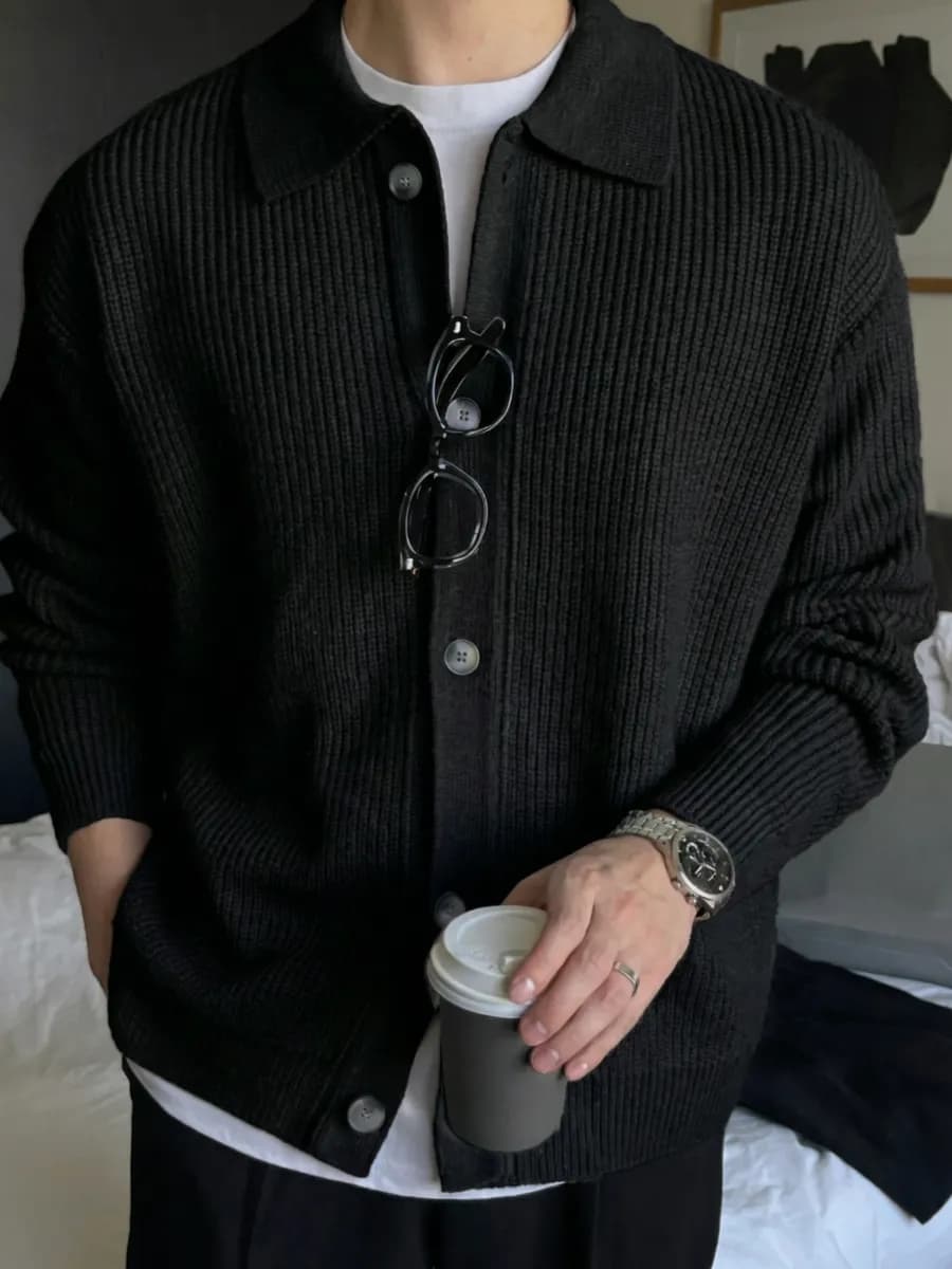 Кардиган на пуговицах оверсайз с воротником