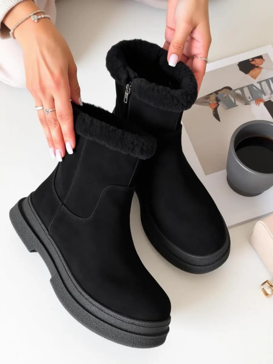 Угги утепленные полусапоги из натуральной замши