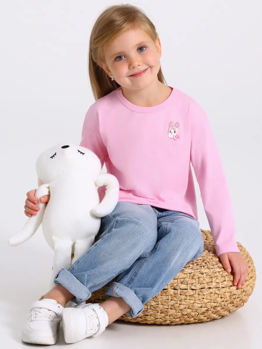 Лонгслив с вышивкой в садик хлопок 100%