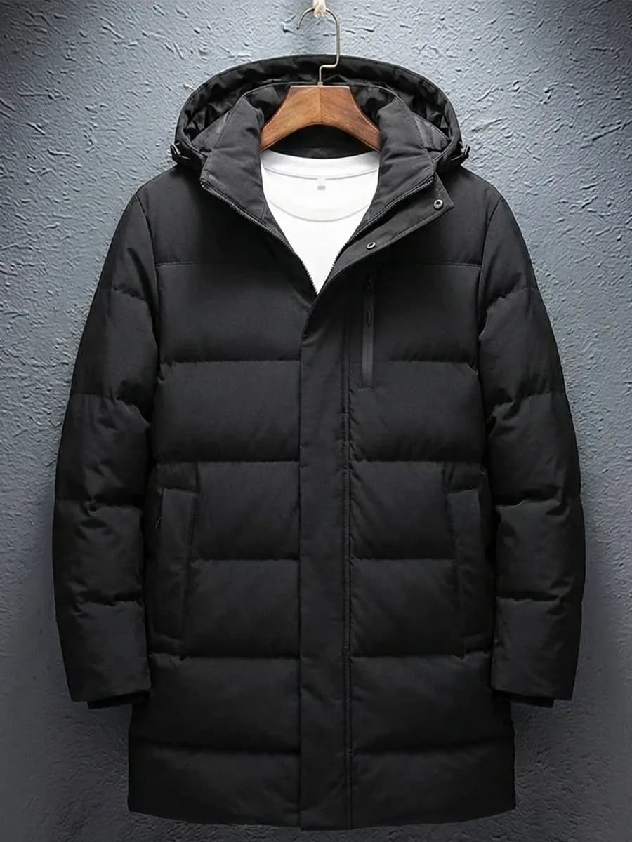 Куртка зимняя длинная с капюшоном пуховик - фото 1