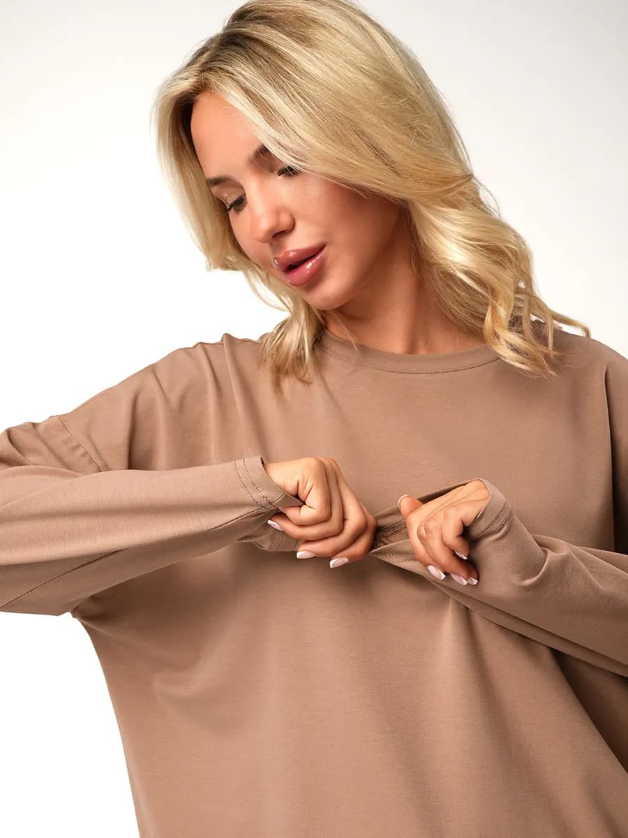 Лонгслив оверсайз хлопковый - фото 1