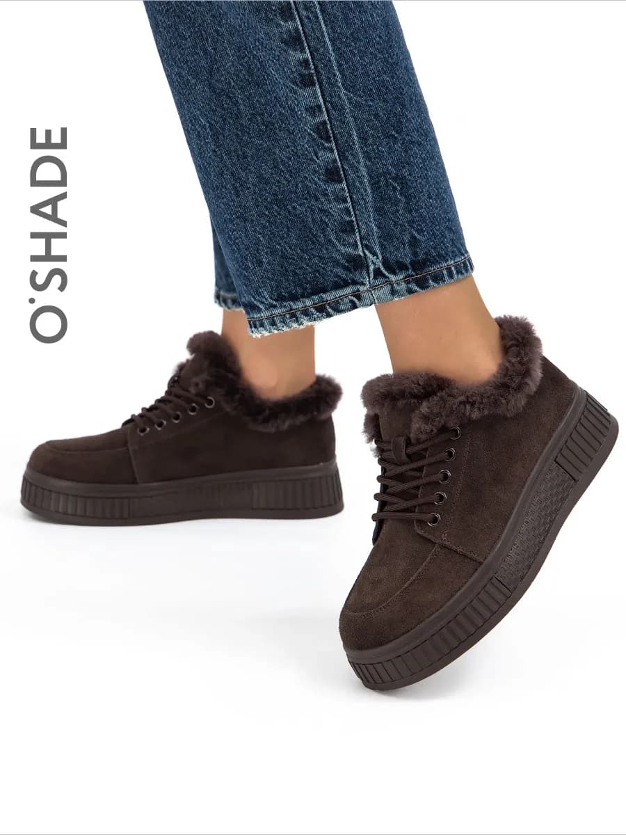 Коричневые полуботинки женские зимние