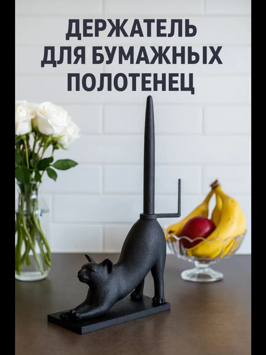 Держатель для бумажных полотенец Кошка на подставке
